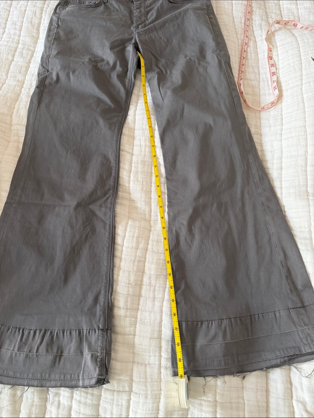 Gray Stretch Pants Deconstructed Cuffs Ginger mid rise pants